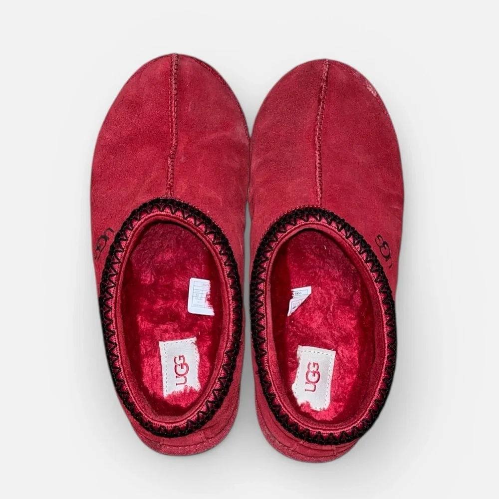 UGG Red Suede Slip-On Clog with Black Trim